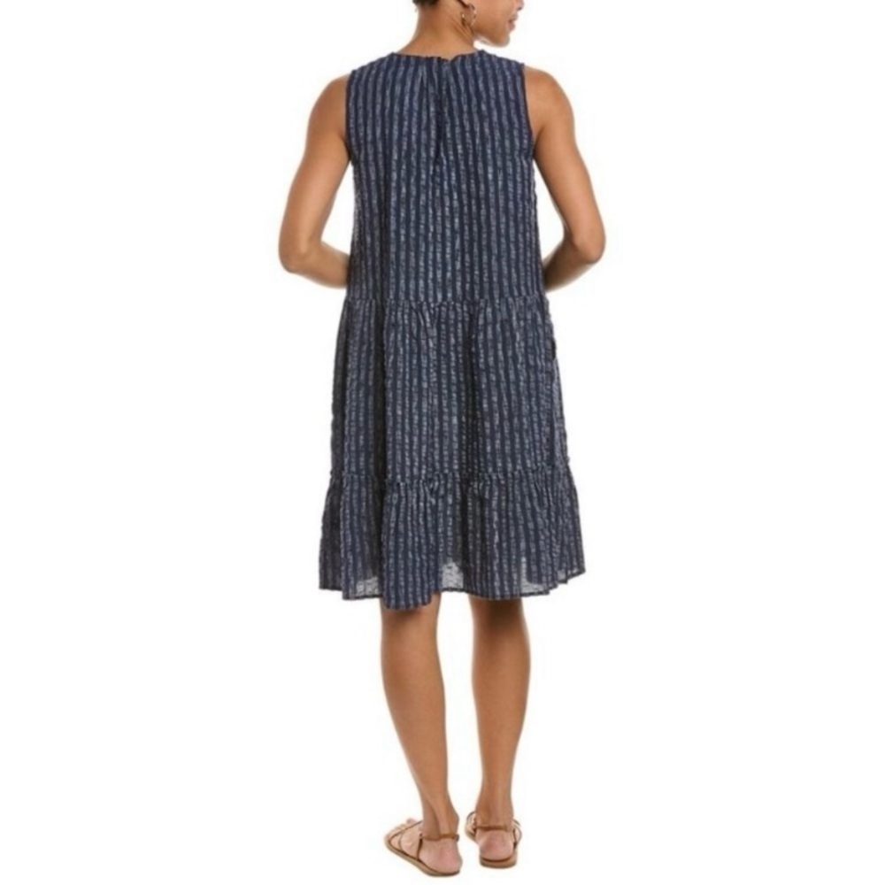 J. McLaughlin Navy Sleeveless Tiered Midi Dress with White Stripe - Picture 4 of 10